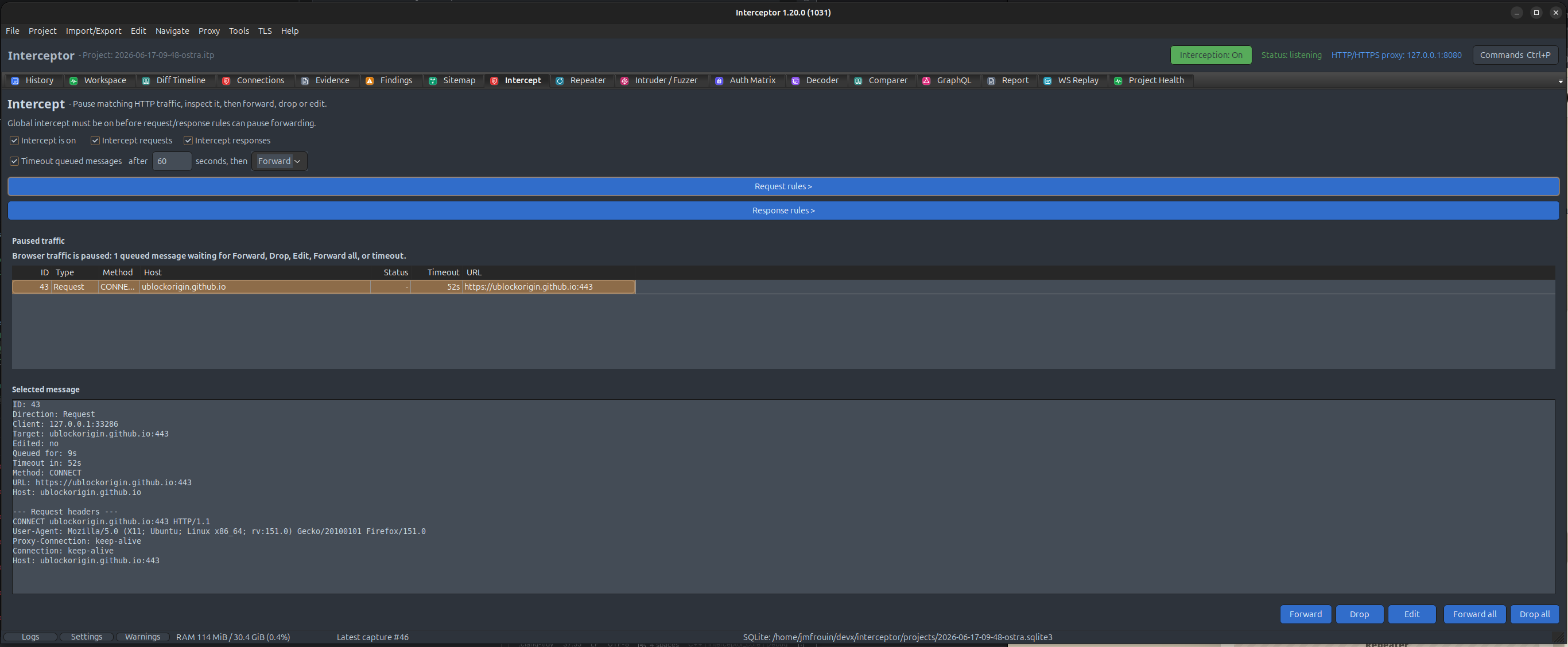 Interceptor Intercept Editor screenshot