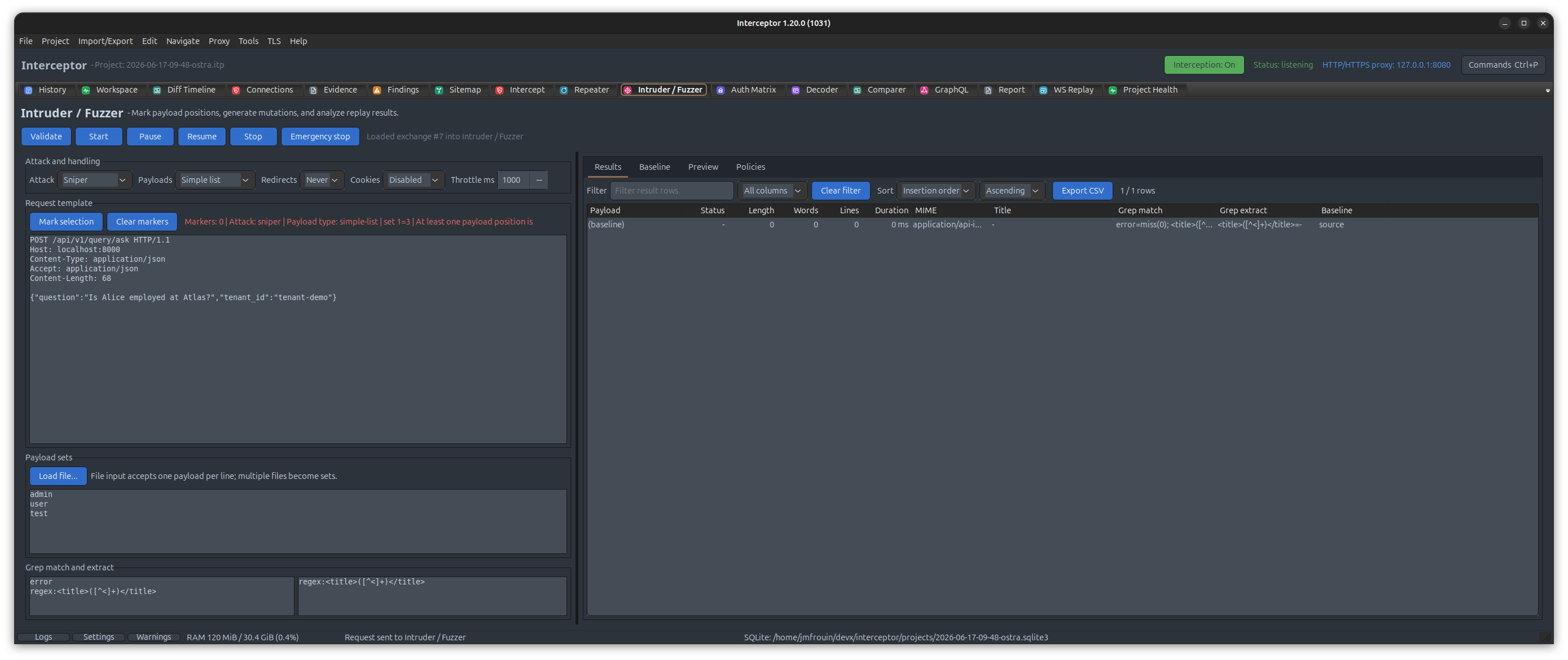 Interceptor Intruder screenshot