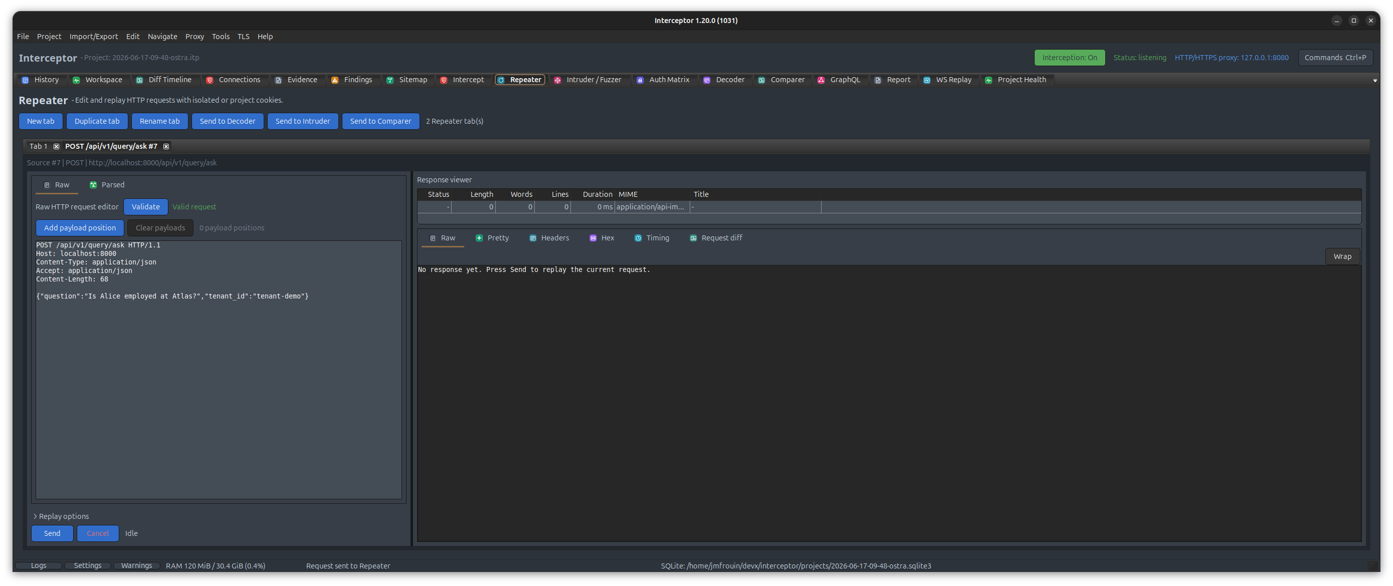 Interceptor Repeater screenshot